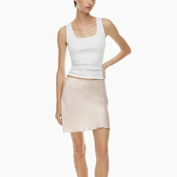 Aritzia Babaton Slip Mini Skirt in Denude Feminine Satin - Picture 3 of 9